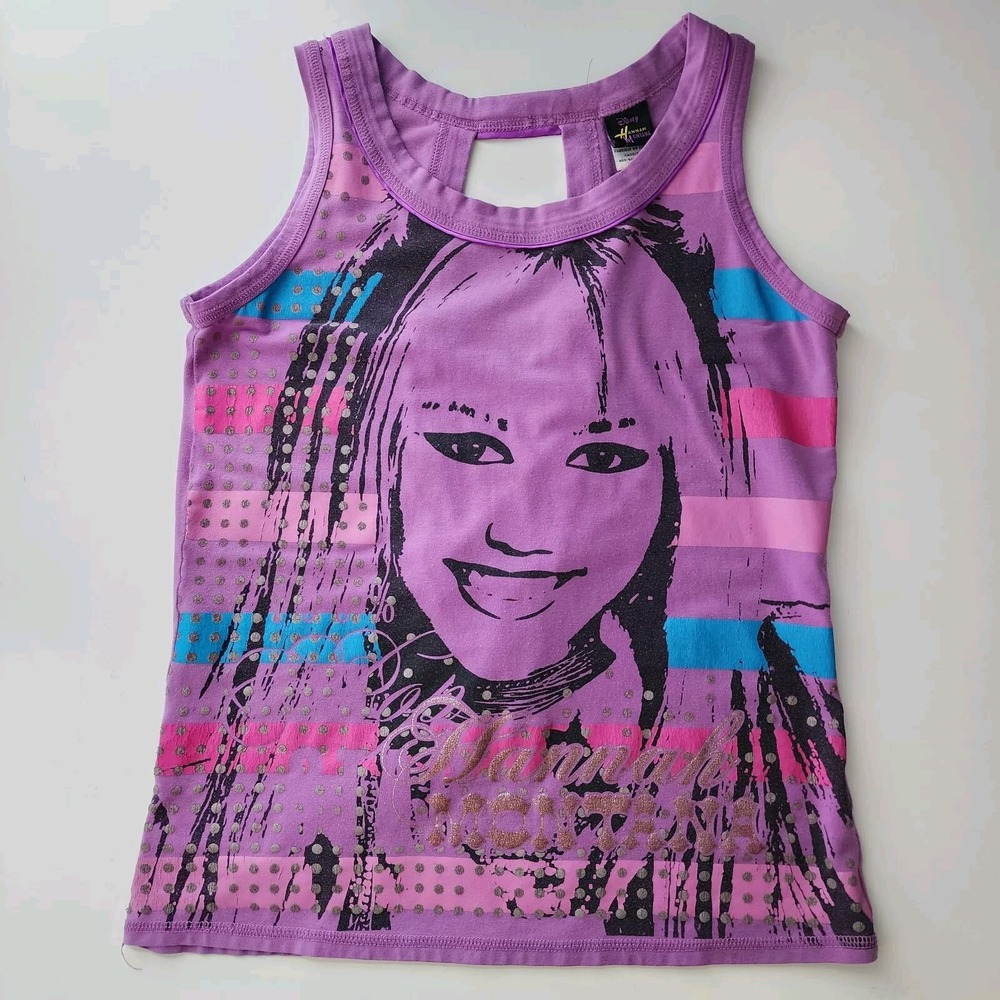 Vintage HANNAH MONTANA Tank Top‎ Youth 16 Miley Cyrus Club Raver Shirt 32" Chest